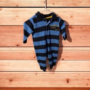 Okie Dokie Blue and Black Striped Kids One Piece